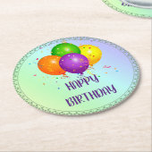 Happy Birthday, populair design, Ronde Kartonnen Onderzetter (Gebogen)