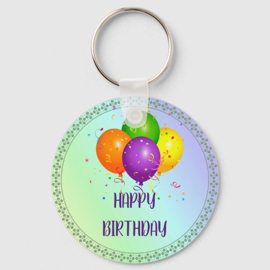 Happy Birthday, populair design, Sleutelhanger (Voorkant)