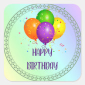 Happy Birthday, populair design, Vierkante Sticker (Voorkant)