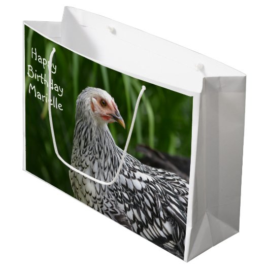 Happy Birthday Posing Chicken Groot Cadeauzakje (Voorkant Gekanteld)