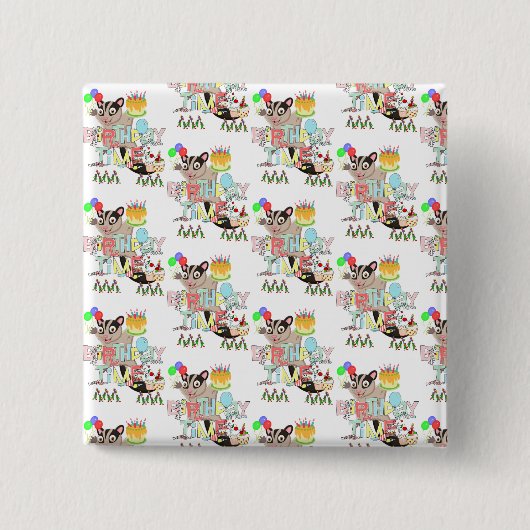 Happy Birthday Possum Cake Surprise Button (Voorkant)