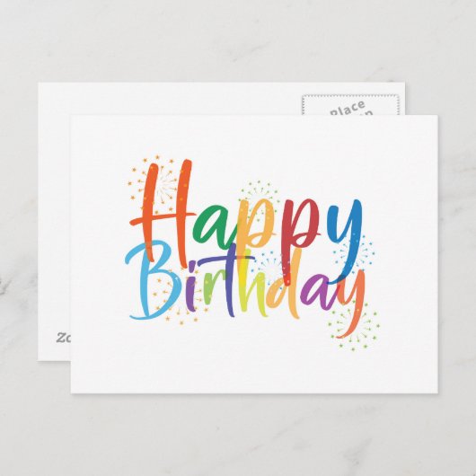 Happy Birthday Post Card Briefkaart (Voorkant / Achterkant)