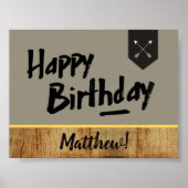 Happy Birthday poster - Mannen - hout en pijlen (Voorkant)