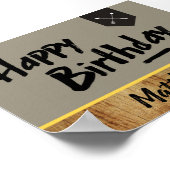 Happy Birthday poster - Mannen - hout en pijlen (Hoek)