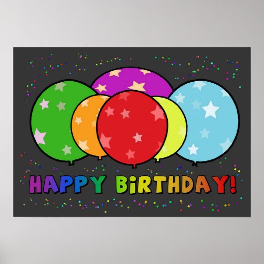 Happy Birthday Poster Rainbow-ballonnen (Voorkant)