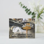 Happy Birthday Pouring Espresso Coffee Machine Kaart (Staand voorkant)