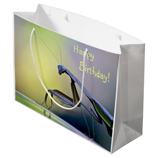 Happy Birthday Praying Mantis Groot Cadeauzakje (Achterkant Gekanteld)
