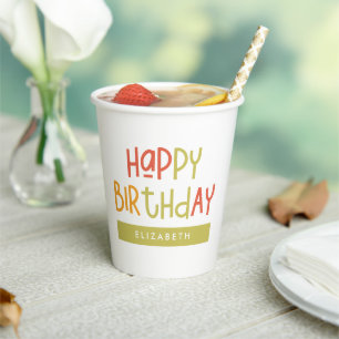 Happy Birthday Preppy Playful Fun Eenvoudige groet Papieren Bekers