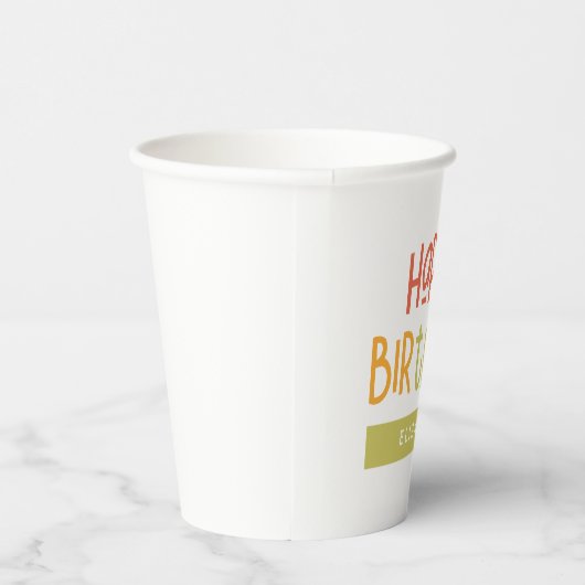 Happy Birthday Preppy Playful Fun Eenvoudige groet Papieren Bekers (Rechts)