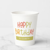Happy Birthday Preppy Playful Fun Eenvoudige groet Papieren Bekers (Voorkant)