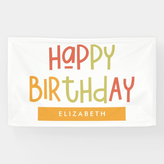 Happy Birthday Preppy Playful Fun Eenvoudige groet Spandoek (Horizontaal)