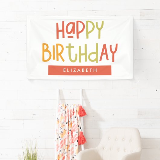 Happy Birthday Preppy Playful Fun Eenvoudige groet Spandoek (Insitu)