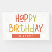 Happy Birthday Preppy Playful Fun Eenvoudige groet Spandoek (Horizontaal)