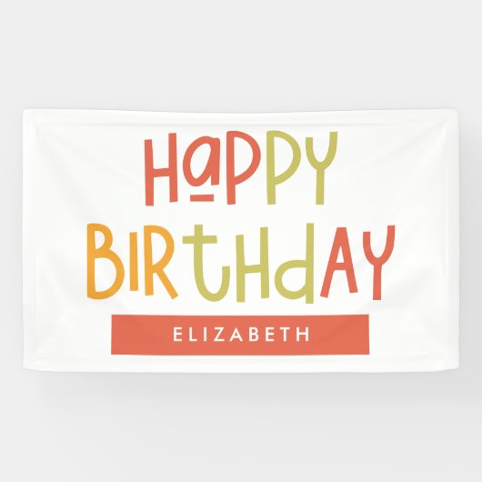 Happy Birthday Preppy Playful Fun Eenvoudige groet Spandoek (Horizontaal)