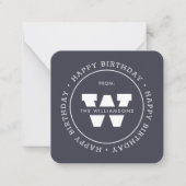 Happy Birthday Preppy Simple Family Monogram Notitiekaartje (Voorkant)