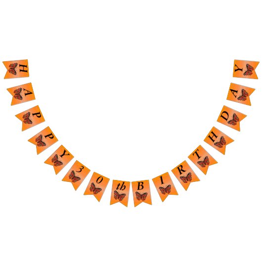Happy Birthday Pretty Monarch Butterfly Orange Vlaggetjes (Alle)