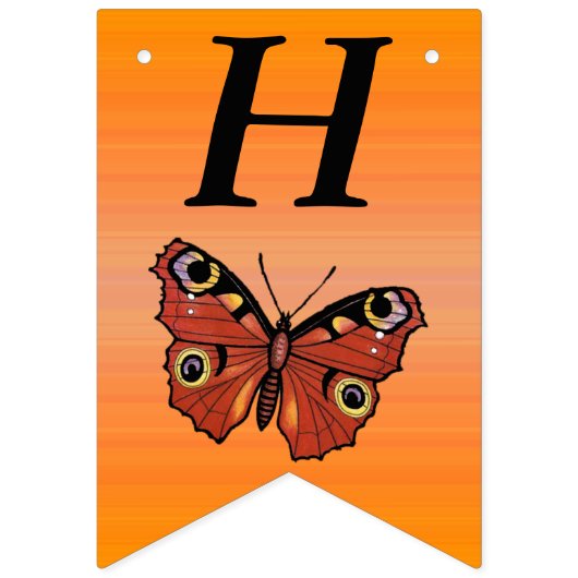 Happy Birthday Pretty Monarch Butterfly Orange Vlaggetjes (Eerste vlag)