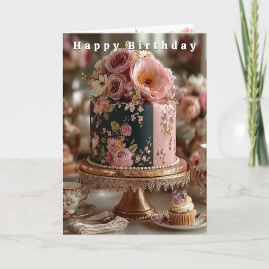 Happy Birthday Pretty Pink Peonies & Roses Kaart (Voorkant)