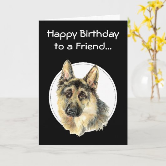 Happy Birthday Priceless Friend, German Shepherd Kaart (Gele Bloem)