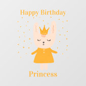 Happy Birthday Princess Bunny Design Window Cling Raamsticker (Vel)