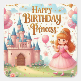 Happy Birthday Princess – Cute Pink Party Sticker 