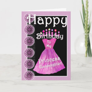 Happy Birthday Princess Goddochter - Roze dress Kaart