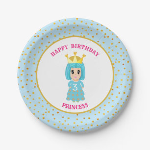 Happy Birthday Princess & Gold Confetti Papieren Bordje