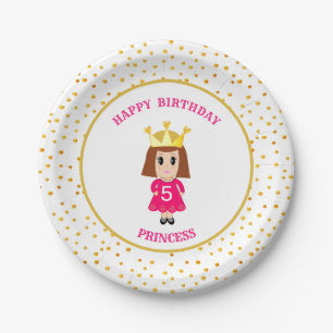 Happy Birthday Princess & Gold Confetti Papieren Bordje