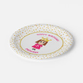 Happy Birthday Princess & Gold Confetti Papieren Bordje (Gekanteld)