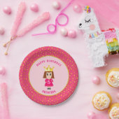 Happy Birthday Princess & Gold Confetti Papieren Bordje (Feest)