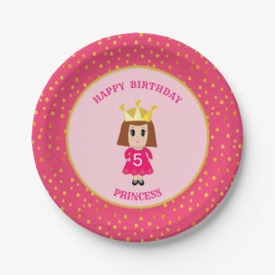 Happy Birthday Princess & Gold Confetti Papieren Bordje
