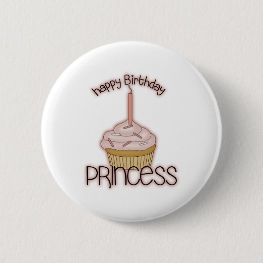 Happy Birthday Princess Ronde Button 5,7 Cm (Voorkant)