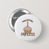 Happy Birthday Princess Ronde Button 5,7 Cm (Voorkant /achterkant)