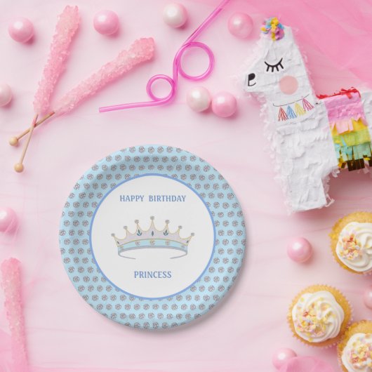 Happy Birthday Princess & Tiara & Diamond Confetti Papieren Bordje (Feest)