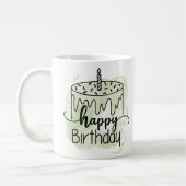 Happy birthday Print Moderne witte Mok (Links)