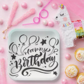 Happy Birthday Printed Custom Cute Borden Papieren Bordje (Feest)