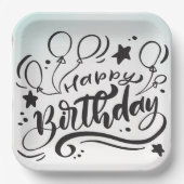 Happy Birthday Printed Custom Cute Borden Papieren Bordje (Voorkant)