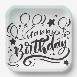 Happy Birthday Printed Custom Cute Borden Papieren Bordje