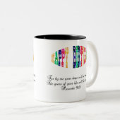 Happy Birthday Proverbs Bijbelversie 9:11  Tweekleurige Koffiemok (Voorkant rechts)