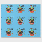 Happy Birthday Pug Boy Cadeaupapier (Vlak)