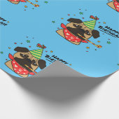 Happy Birthday Pug Boy Cadeaupapier (Hoek)