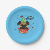 Happy Birthday Pug Boy Papieren Bordje (Voorkant)