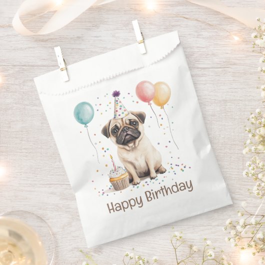 Happy Birthday Pug Dog Bedankzakje (Geknipt)