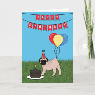 Happy Birthday Pug Dog Kaart