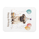 Happy Birthday Pug Dog Magneet (Horizontaal)