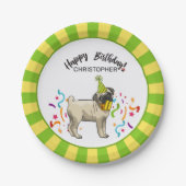 Happy Birthday Pug Dog Party Papieren Bordje (Voorkant)