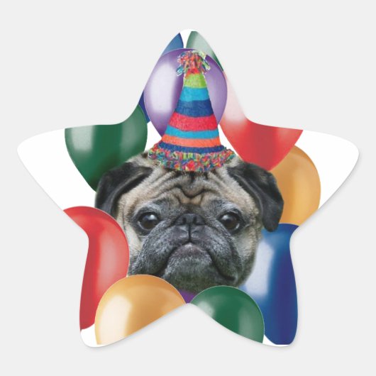 Happy birthday Pug dog Stickers (Voorkant)