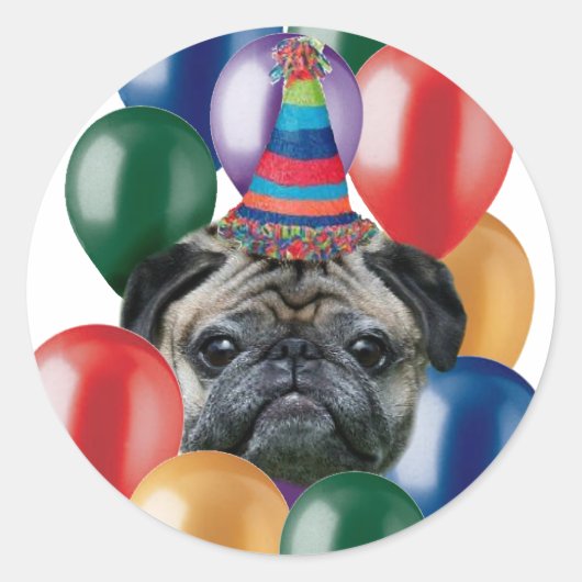 Happy birthday Pug dog Stickers (Voorkant)
