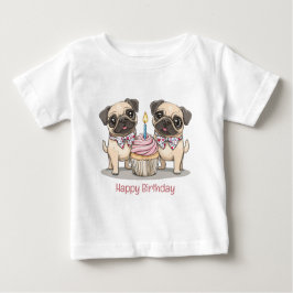 Happy Birthday Pug Dogs Cupcake