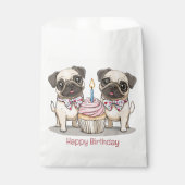 Happy Birthday Pug Dogs Cupcake Bedankzakje (Voorkant)